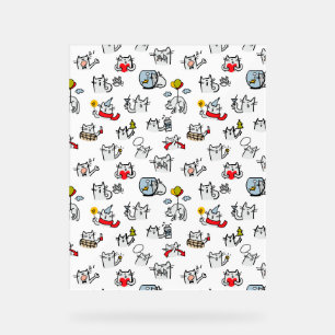 Panneau En Acrylique Chats amusants, lait et magie.