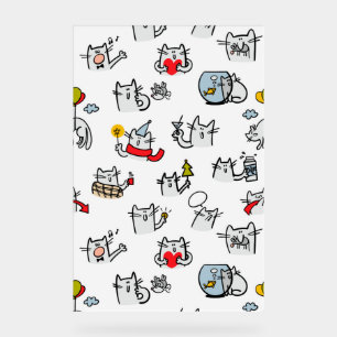 Panneau En Acrylique Chats amusants, lait et magie