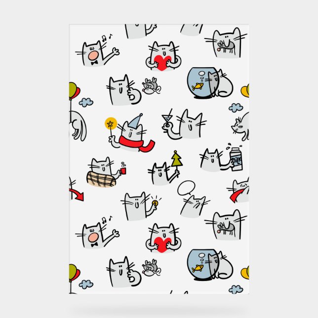 Panneau En Acrylique Chats amusants, lait et magie (Recto)