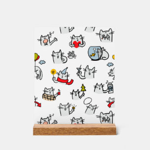 Panneau En Acrylique Chats amusants, lait et magie.