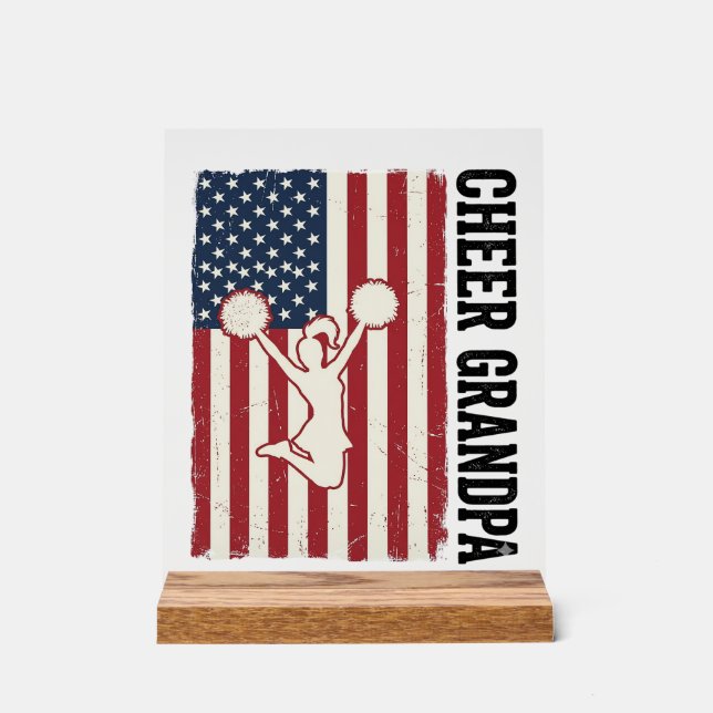 Panneau En Acrylique Cheer Grandpa Patriotic Vintage Flag Shirt Design_ (Recto)
