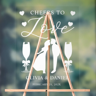 Panneau En Acrylique Cheers to Love Personalized Wedding