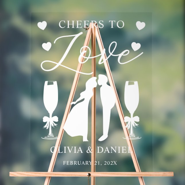 Panneau En Acrylique Cheers to Love Personalized Wedding (Neutre)