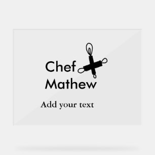 Panneau En Acrylique Chef cuisinier ajouter nom texte hommes cuisine bo