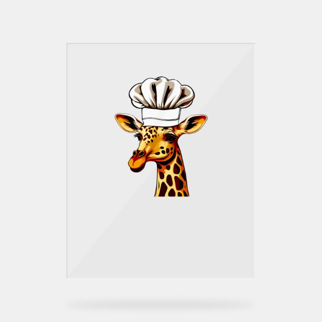Panneau En Acrylique Chef Giraffe - Cute Giraffe Dans Un Chef Casquette (Recto)
