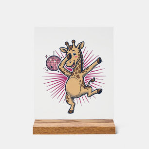 Panneau En Acrylique Chemise à gravure vintage Boule disco Girafe dansa