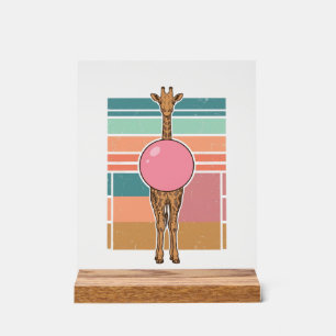 Panneau En Acrylique Chemise à motif de girafe vintage avec gravure de