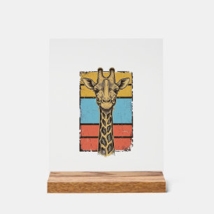 Panneau En Acrylique Chemise à rayures rétro girafe gravée vintage