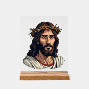 Panneau En Acrylique Chemise avec gravure vintage Jésus Couronne d'Épin