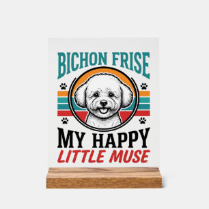Panneau En Acrylique Chemise Bichon Frise Esprit Vintage Chien Art_1