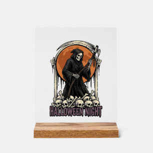 Panneau En Acrylique Chemise blanche gravure vintage Halloween Faucheur