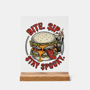 Panneau En Acrylique Chemise Burger Épouvantable Gravure Vintage Hallow