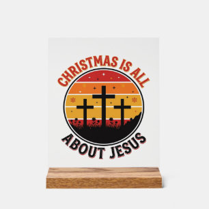 Panneau En Acrylique Chemise Christian Noël Jésus Coucher de soleil Cro