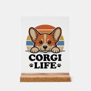 Panneau En Acrylique Chemise Corgi Life Gravure Vintage Art Amoureux de