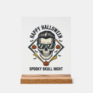 Panneau En Acrylique Chemise crâne Halloween Gravure vintage Graphique_