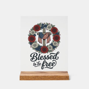 Panneau En Acrylique Chemise croisée florale patriotique bénie pour êtr