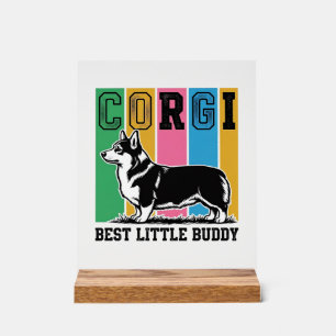 Panneau En Acrylique Chemise d'amour Corgi Gravure vintage Silhouette d
