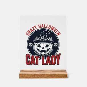 Panneau En Acrylique Chemise de chat de sorcière vintage de dame de cha