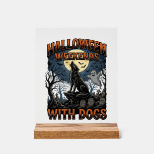 Panneau En Acrylique Chemise de chien Halloween Pup Cimetière Vintage