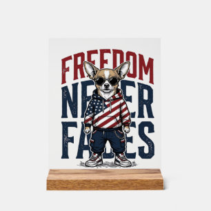 Panneau En Acrylique Chemise de chien vintage de liberté de Chihuahua p