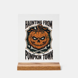 Panneau En Acrylique Chemise de citrouille d'Halloween Vintage Jack O L