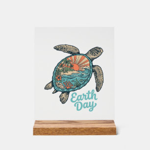 Panneau En Acrylique Chemise de conception de gravure vintage de tortue
