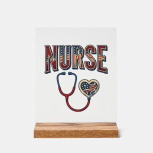Panneau En Acrylique Chemise de conception de stéthoscope patriotique d