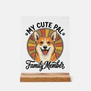 Panneau En Acrylique Chemise de famille Corgi Design vintage pour amour