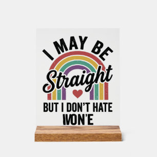 Panneau En Acrylique Chemise de fierté arc-en-ciel Straight But Kind Vi