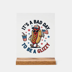 Panneau En Acrylique Chemise de gravure vintage de hot dog patriotique