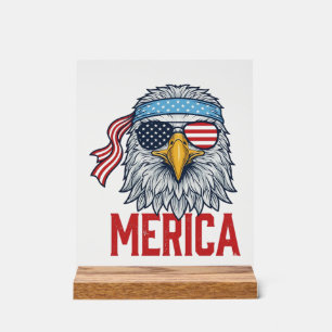 Panneau En Acrylique Chemise de gravure vintage Merica Eagle patriotiqu