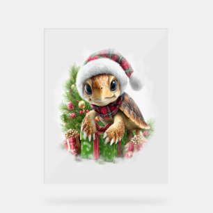 Panneau En Acrylique Chemise de la tortue de mer Noël Santa Hat