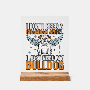 Panneau En Acrylique Chemise de l'ange gardien Bulldog amateur de chien