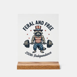 Panneau En Acrylique Chemise de levage de raton laveur patriotique sauv