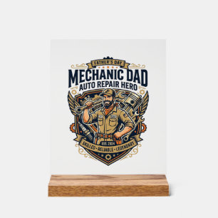 Panneau En Acrylique Chemise de Mécanicien de la Fête des Pères Papa Dr