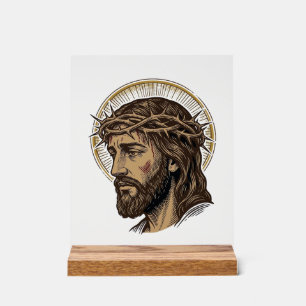 Panneau En Acrylique Chemise de portrait de couronne d'épines gravée vi