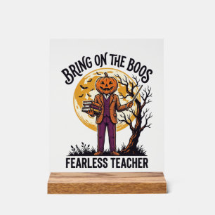 Panneau En Acrylique Chemise de professeur Halloween Gravure vintage Ci