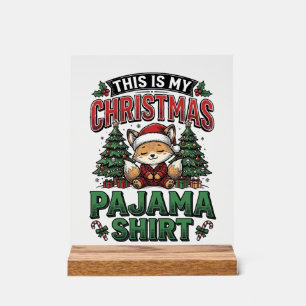 Panneau En Acrylique Chemise de pyjama de Noël T-shirt de vacances vint