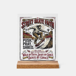 Panneau En Acrylique Chemise de skate longboard Jésus chrétien