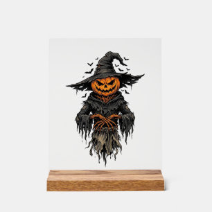 Panneau En Acrylique Chemise de sorcière épouvantail citrouille Hallowe