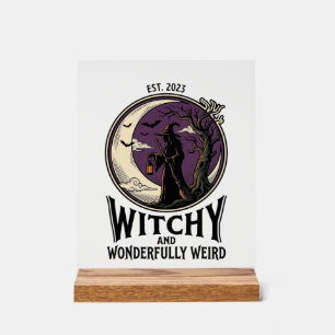 Panneau En Acrylique Chemise de sorcière vintage avec art d'Halloween d