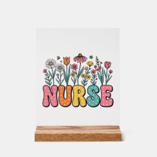 Panneau En Acrylique Chemise de style vintage à lettres bulles infirmiè
