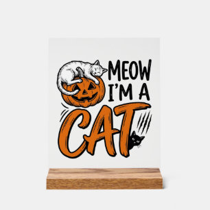 Panneau En Acrylique Chemise de typographie de citrouille de chat drôle