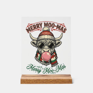 Panneau En Acrylique Chemise de vache de Noël Mignonne Pun de vacances