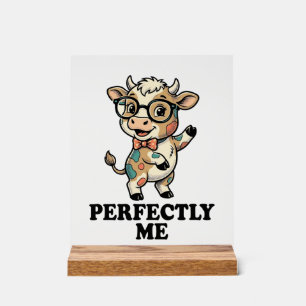 Panneau En Acrylique Chemise de vache mignonne avec des lunettes Vibes