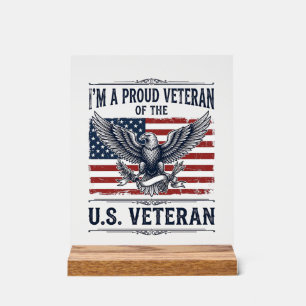 Panneau En Acrylique Chemise de vétéran patriotique aigle gravure vinta