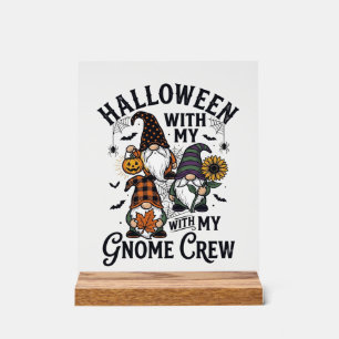 Panneau En Acrylique Chemise d'équipage de gnome Halloween Gravure Vint