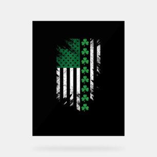 Panneau En Acrylique Chemise Drapeau Irlandais Américain St. Patrick's