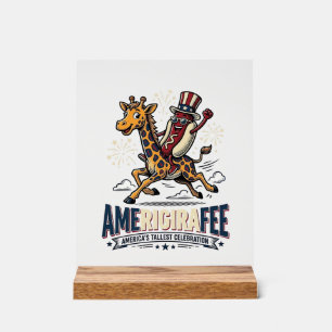 Panneau En Acrylique Chemise drôle Amerigiraffee patriotique girafe hot