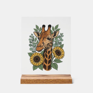 Panneau En Acrylique Chemise florale tournesol girafe gravée vintage_1